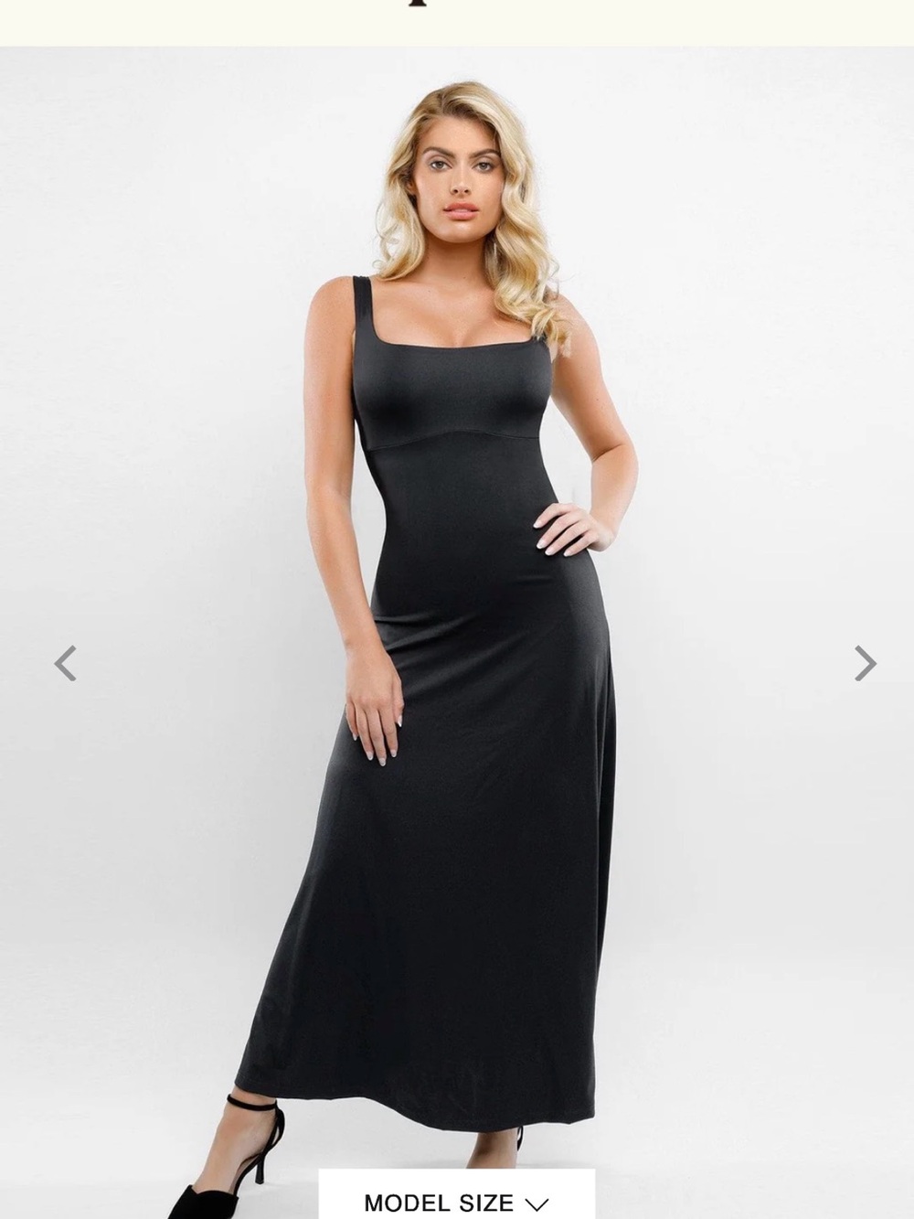 Popilush Black Square-Neck Maxi shape wear Dress
